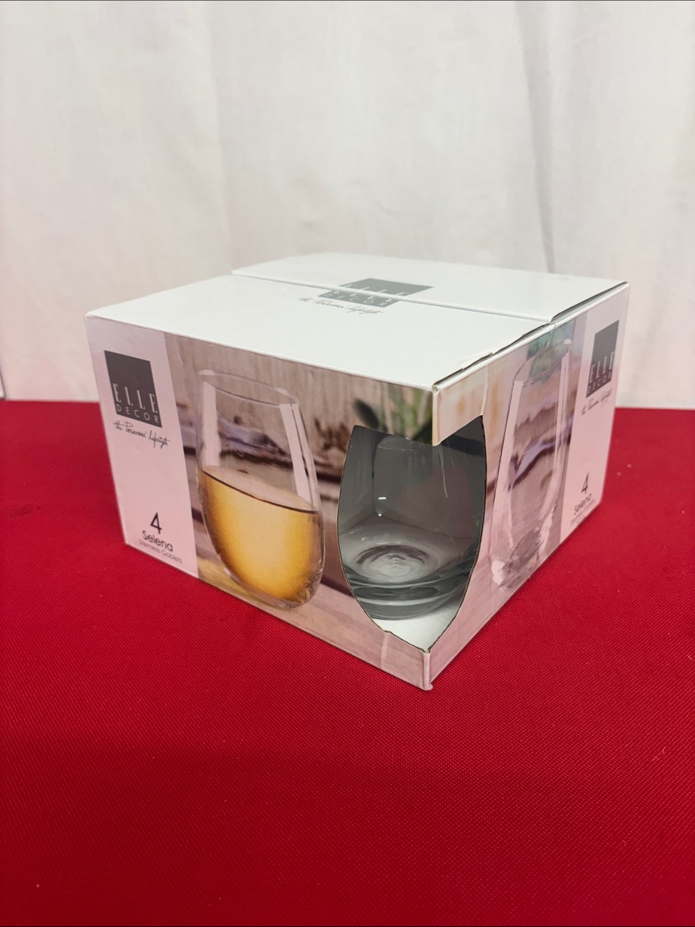 Elle Decor 4 Clear Selena Stemless 18.5oz goblets